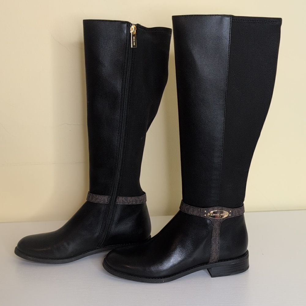 Michael Kors 5.5 Finley Leather Boot In Black/Brown, NEW In Box - Picture 6 of 16